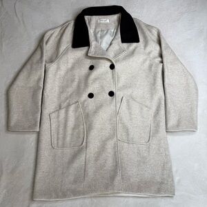 Chili-koko® (From Grace) Wool Blend Peacoat Beige Black Collar Y2K Women Size L